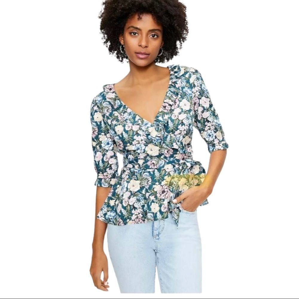 NWT Loft Garden Ruffle Wrap Blouse
